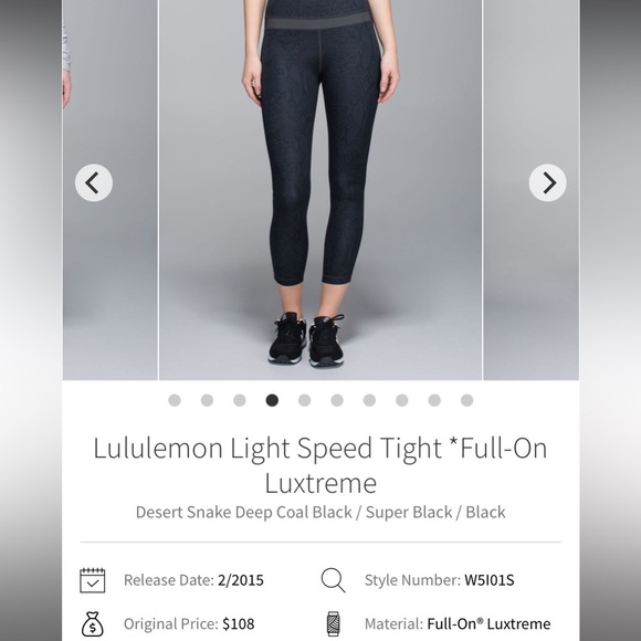 Lululemon Light Speed Tight Full-On Luxtreme
Desert Snake/Deep‎ Coal - Picture 2 of 12